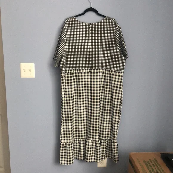 ⭕️ PRICE FIRM ASOS Size 22 Short Sleeve Black and White Gingham Maxi Dress - Picture 7 of 8